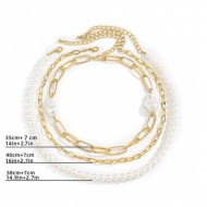 Wholesale Imitation Pearl Multilayer Choke Necklace